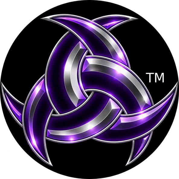 Sanzensekai Logo An interlocking triple crescent moon symbol, resembling a triskelion, known as the Nodaichi Kamon for the Sanzensekai series.
